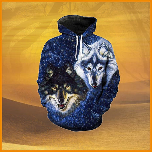 3D Blue flower black and white Hoodie