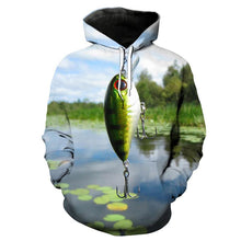 Load image into Gallery viewer, 3D Lotus Pond Fish Hook Printed Fun Hoodie Sweatshirts EUR SIZE