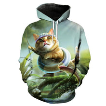 Load image into Gallery viewer, 3D Fun Cat Catching Fish Printing Fashion Unisex Hoodie Sweatshirt Casual Pullover Latest Sportswear EUR SIZE