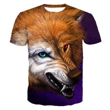 Load image into Gallery viewer, 3D Oil Painting Yellow Wolf Print Casual T-Shirt EUR Size