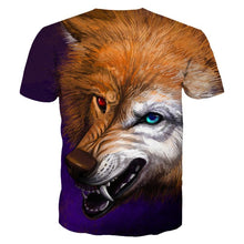 Load image into Gallery viewer, 3D Oil Painting Yellow Wolf Print Casual T-Shirt EUR Size