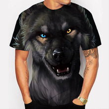 Load image into Gallery viewer, 3D Roaring Brutal Black Wolf Print Fashion Unisex Short Sleeve T-Shirt EUR Size