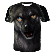 Load image into Gallery viewer, 3D Roaring Brutal Black Wolf Print Fashion Unisex Short Sleeve T-Shirt EUR Size