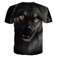 Load image into Gallery viewer, 3D Roaring Brutal Black Wolf Print Fashion Unisex Short Sleeve T-Shirt EUR Size