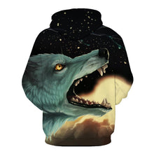 Load image into Gallery viewer, 3D Cool Unisex sweatshirt midnight roaring fire wolf print EUR SIZE