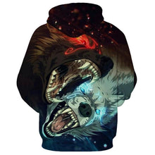 Load image into Gallery viewer, 3D Fashion Series Hoodie Double Wolf Bite Cool Pullover EUR SIZE