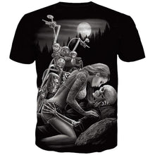 Load image into Gallery viewer, 3D Fashion black T-shirt Motorcycle beauty lady skull print EUR Size