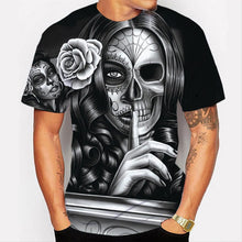 Load image into Gallery viewer, 3D Skull series makeup beauty lady print cool Tshirt EUR Size
