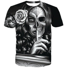 Load image into Gallery viewer, 3D Skull series makeup beauty lady print cool Tshirt EUR Size