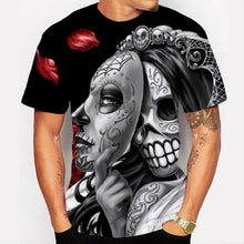 Load image into Gallery viewer, 3D Face-changing mask beauty skull print fun fashion short-sleeved T-shirt EUR Size
