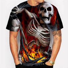 Load image into Gallery viewer, 3D Fun flame skull print fashion T shirt EUR Size