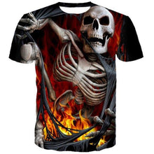 Load image into Gallery viewer, 3D Fun flame skull print fashion T shirt EUR Size