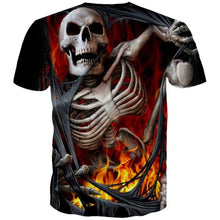 Load image into Gallery viewer, 3D Fun flame skull print fashion T shirt EUR Size