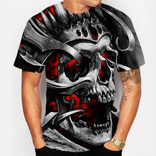 Load image into Gallery viewer, 3D skull series T-shirt fashion roaring metal printed EUR Size