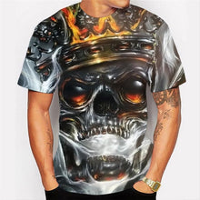 Load image into Gallery viewer, 3D Fashion Metal Crown Skull Print Cool Short Sleeve T-Shirt EUR Size