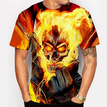 Load image into Gallery viewer, 3D fashion flame skull print tops t shirt EUR Size
