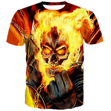 Load image into Gallery viewer, 3D fashion flame skull print tops t shirt EUR Size