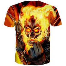 Load image into Gallery viewer, 3D fashion flame skull print tops t shirt EUR Size