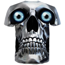 Load image into Gallery viewer, 3D metal skull mask print fashion short-sleeved T-shirt EUR Size