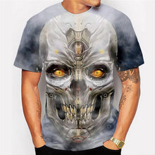 Load image into Gallery viewer, 3D mechanical skull printed fashion  short-sleeved T shirt EUR Size