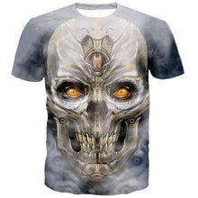 Load image into Gallery viewer, 3D mechanical skull printed fashion  short-sleeved T shirt EUR Size