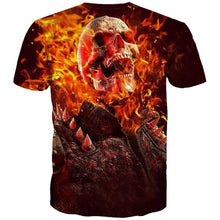 Load image into Gallery viewer, 3D short-sleeved T-shirts fashion flame skull motorcycle rider cool EUR Size