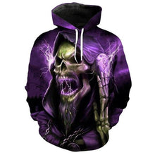 Load image into Gallery viewer, 3D Fashion purple hoodie cool music DJ skull print hip hop streetwear EUR SIZE