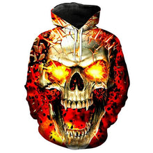 Load image into Gallery viewer, 3D Burst Flame Skull Cool Hoodie Sweatshirt Pullover Streetwear EUR SIZE