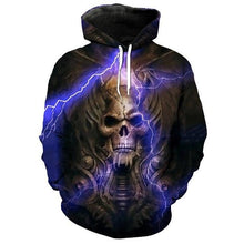 Load image into Gallery viewer, 3D Lightning stone statue skull printed hoodie pullover hip hop sweatshirt EUR SIZE