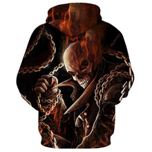 Load image into Gallery viewer, 3D Metal chain skull printed fashion hoodie sweatshirt casual pullover EUR SIZE