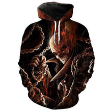 Load image into Gallery viewer, 3D Metal chain skull printed fashion hoodie sweatshirt casual pullover EUR SIZE
