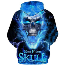 Load image into Gallery viewer, 3D Cool blue lightning flame print fashion hoodie sweatshirt hip hop sportswear EUR SIZE
