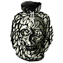 Load image into Gallery viewer, 3D Cool skull Black and White print fashion hip hop streetwear hoodie pullover sweatshirt EUR SIZE