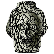 Load image into Gallery viewer, 3D Cool skull Black and White print fashion hip hop streetwear hoodie pullover sweatshirt EUR SIZE