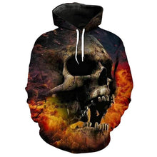 Load image into Gallery viewer, 3D Flame starry howling skull Print Fashion  Hoodie Pullover Sweatshirt  EUR SIZE
