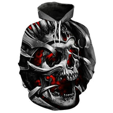 Load image into Gallery viewer, 3D howling metal skull printing hip hop streetwear hoodie pullover EUR SIZE