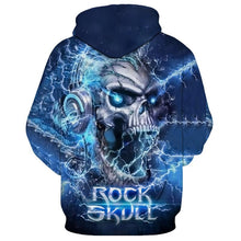 Load image into Gallery viewer, 3D Blue Lightning DJ skull Printed Fashion Hoodie Sweatshirt Cool Pullover EUR SIZE