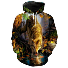 Load image into Gallery viewer, 3D Drink water Wolf Print Fun Pullover Hoodie