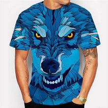 Load image into Gallery viewer, 3D Cool Blue Wolf T-shirt