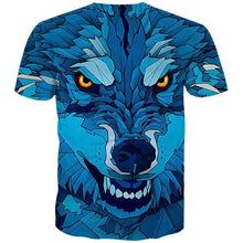 Load image into Gallery viewer, 3D Cool Blue Wolf T-shirt