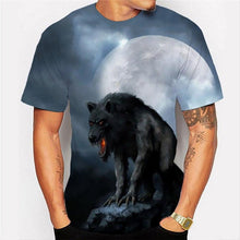 Load image into Gallery viewer, 3D lonely roaring wolf printing T-shirt