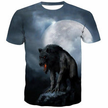 Load image into Gallery viewer, 3D lonely roaring wolf printing T-shirt