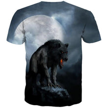 Load image into Gallery viewer, 3D lonely roaring wolf printing T-shirt