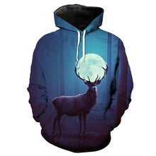 Load image into Gallery viewer, 3D Sweatshirt Moon Reindeer Print Hoodie Pullover