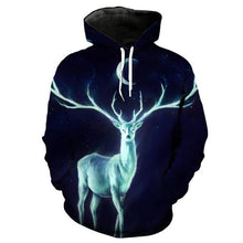 Load image into Gallery viewer, 3D Flame Star Deer Print Fashion Hoodie