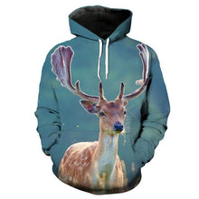 Load image into Gallery viewer, 3D Sika deer print hoodie sweatshirt