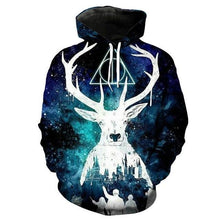 Load image into Gallery viewer, 3D Starry reindeer print fashion hoodie