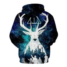 Load image into Gallery viewer, 3D Starry reindeer print fashion hoodie