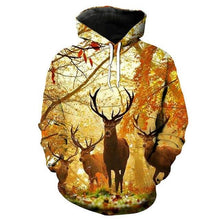 Load image into Gallery viewer, 3D Fashion orange hoodie forest deer print hoodie