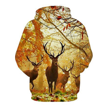 Load image into Gallery viewer, 3D Fashion orange hoodie forest deer print hoodie